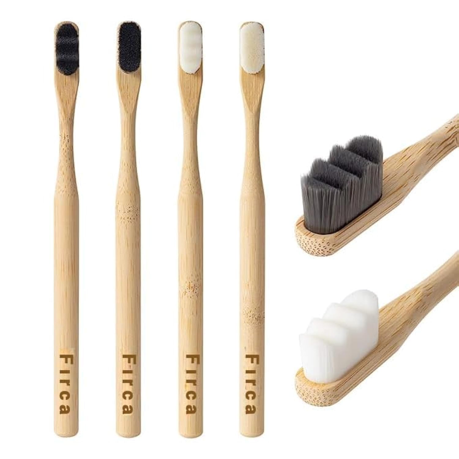 Eco-Friendly Bamboo Toothbrush with Extra Soft Bristles - Biodegradable, Natural & Gentle for Sensitive Teeth & Gum Recession - 4 Pack - Perfect for Travel, Home & Zero-Waste Lifestyle