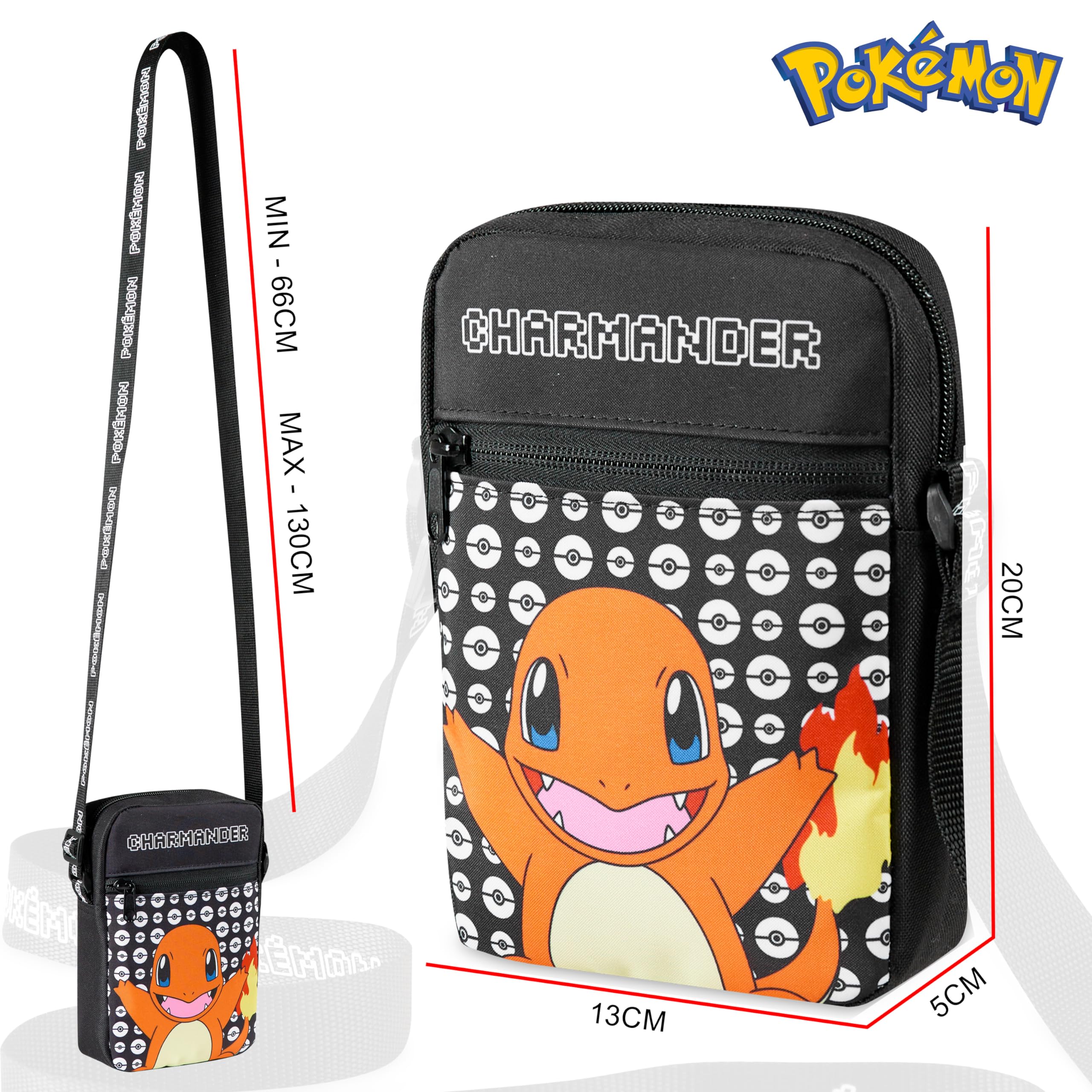 Pokemon Pikachu Kids Shoulder Bag - Adjustable Crossbody Travel Bag for Boys & Girls - Perfect for School, Travel & Gaming Accessories - Cute Gamer Gift for Pokemon Fans