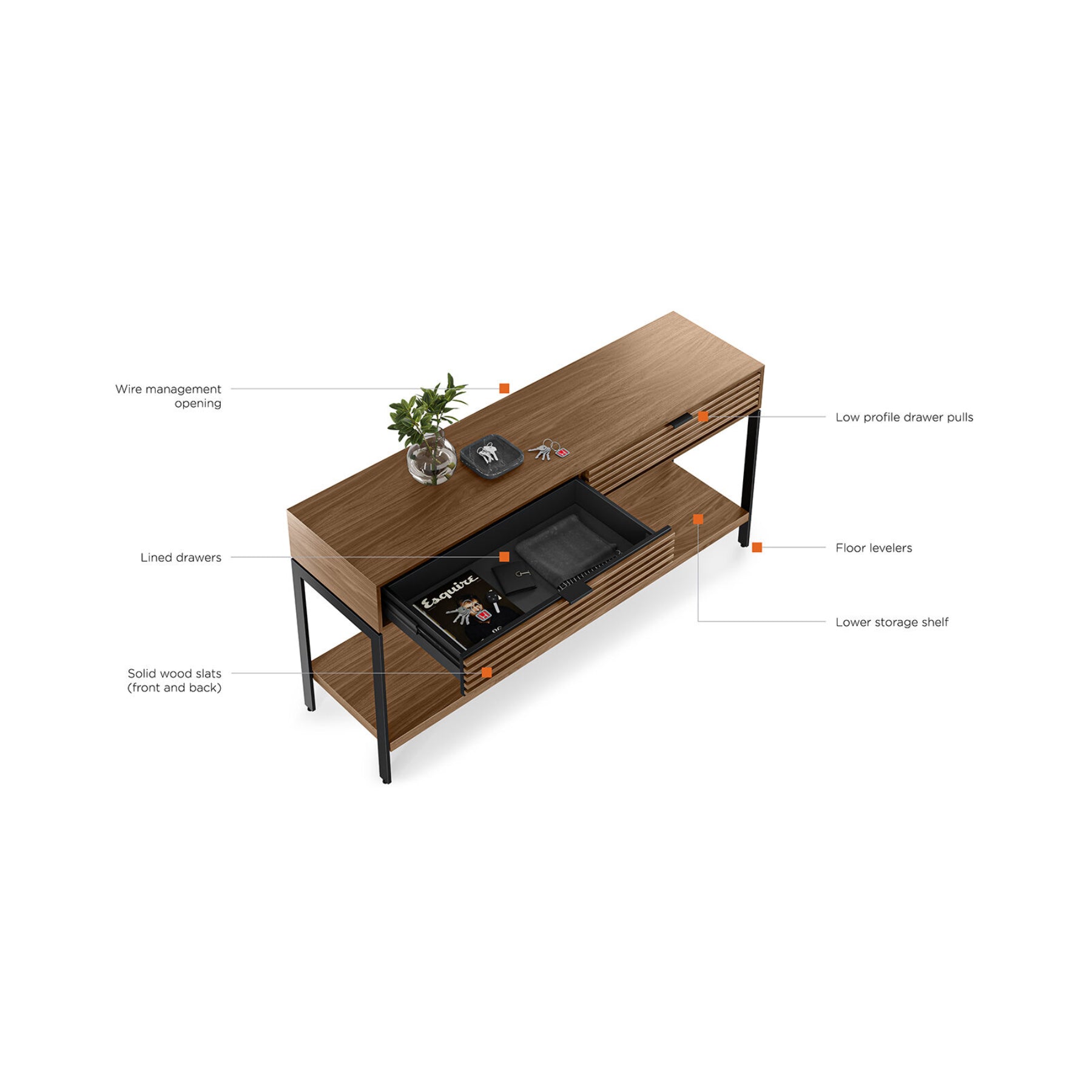 BDI Cora 1173 Modern Console Table - Sleek Entryway Sofa Table with Storage Shelf | Perfect for Hallway, Living Room & Foyer Decor