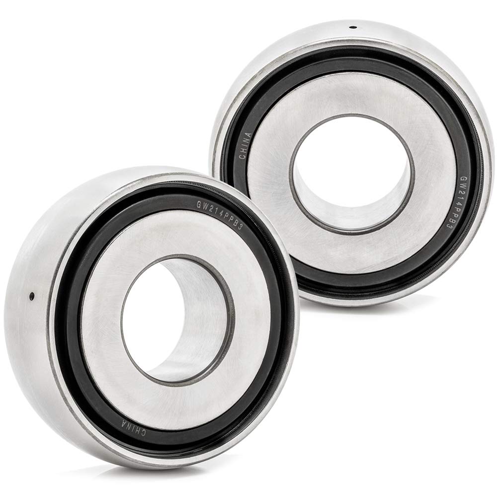 [2-Pack] GW214PPB3 Heavy Duty Disc Harrow Bearing - 1.9380'' Round Bore, Greasable Oil Hole for Agricultural & Farm Equipment (Cross-Reference: DS214TTR3) - Perfect for Tractor Implements, Plows & Soil Cultivation