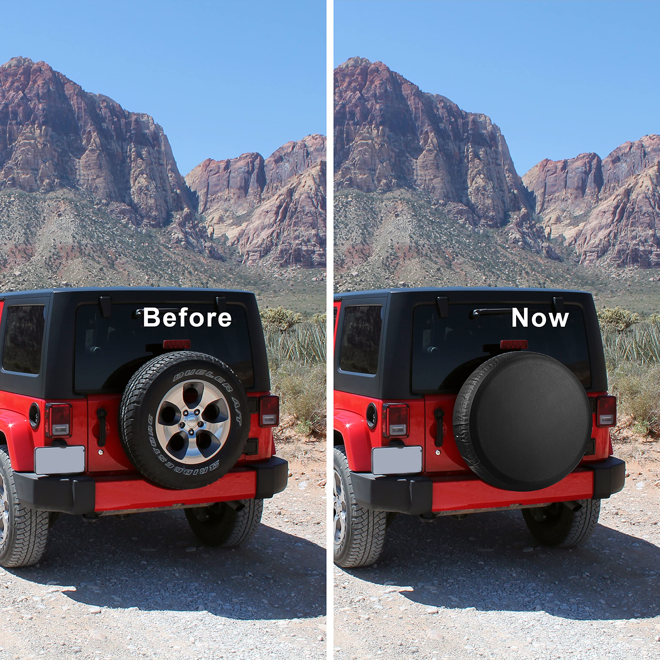 Moonet PVC Leather Spare Tire Wheel Cover - Universal Fit for Cars, Trucks, SUVs, Campers & RVs (22-23 inch Wheel Diameter) - Durable Black Tire Protector for Off-Road Adventures & Outdoor Travel