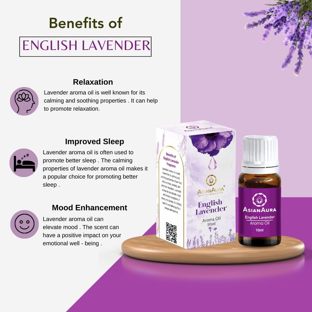 Premium Aromatherapy Essential Oil Set - 6 Pack (10ml Each) with Fresh Lime, Rosy Romance, White Jasmine, English Lavender, Lemon Grass & Fruit Basket Scents | Asian Aura Diffuser Oils for Home Relaxation, Spa, Yoga & Meditation | Natural Fragrance for Stress Relief & Mood Enhancement