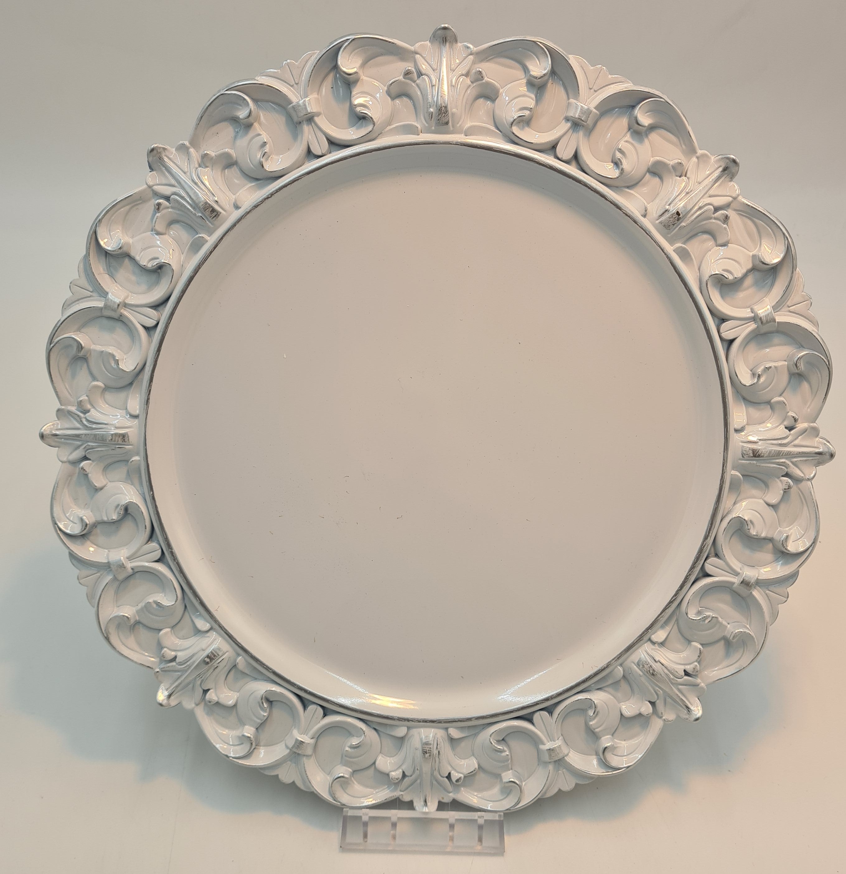 13-Piece White and Silver Charger Plate Set - Elegant Dinnerware for Weddings, Parties, and Formal Dining