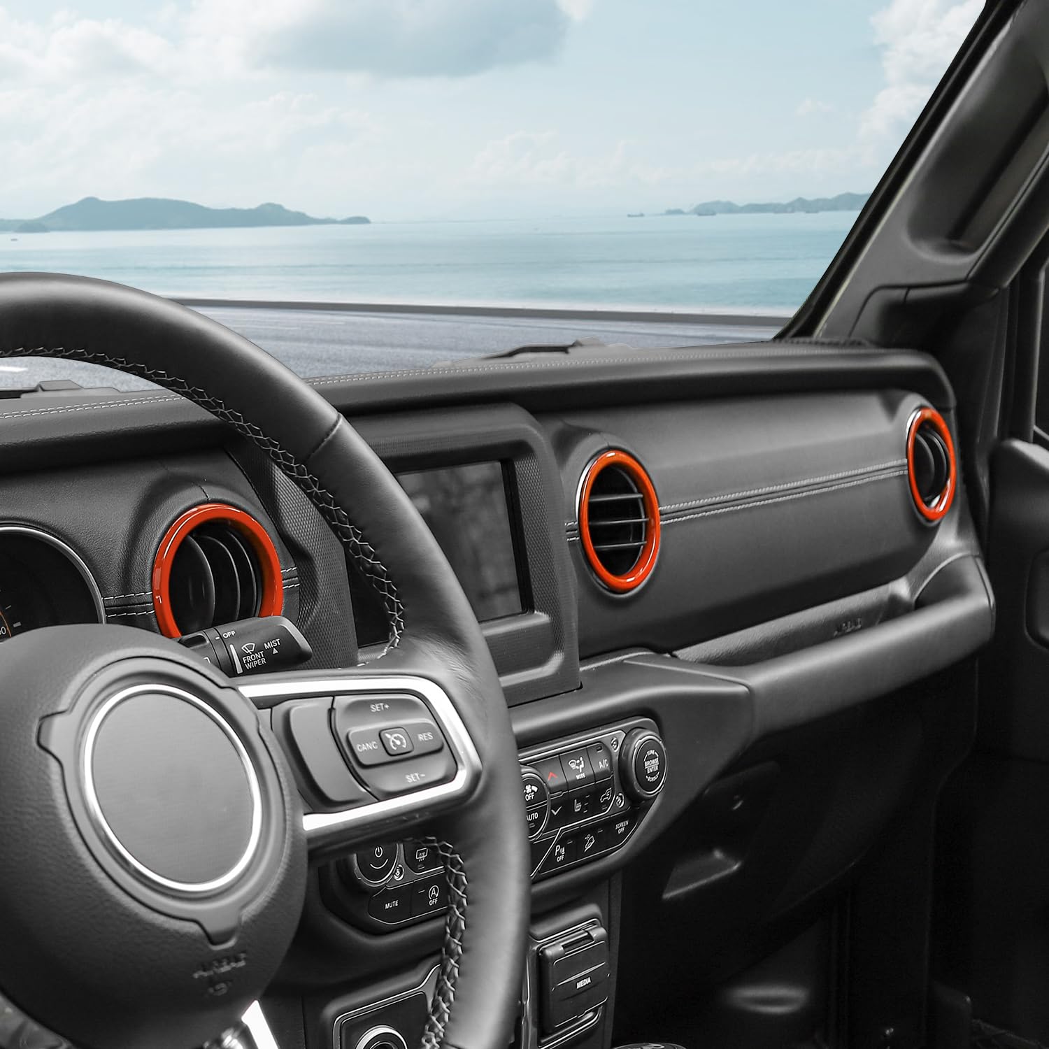 RT-TCZ Orange Dash Air Vent Cover Trim Stickers for Jeep Wrangler JL JLU & Gladiator JT (2018-2023) - 4pcs Interior Accessories - Upgrade Your Ride with Stylish Protection