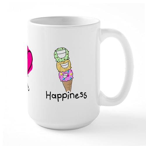 White - Peace Love And Ice Cream Large Mug