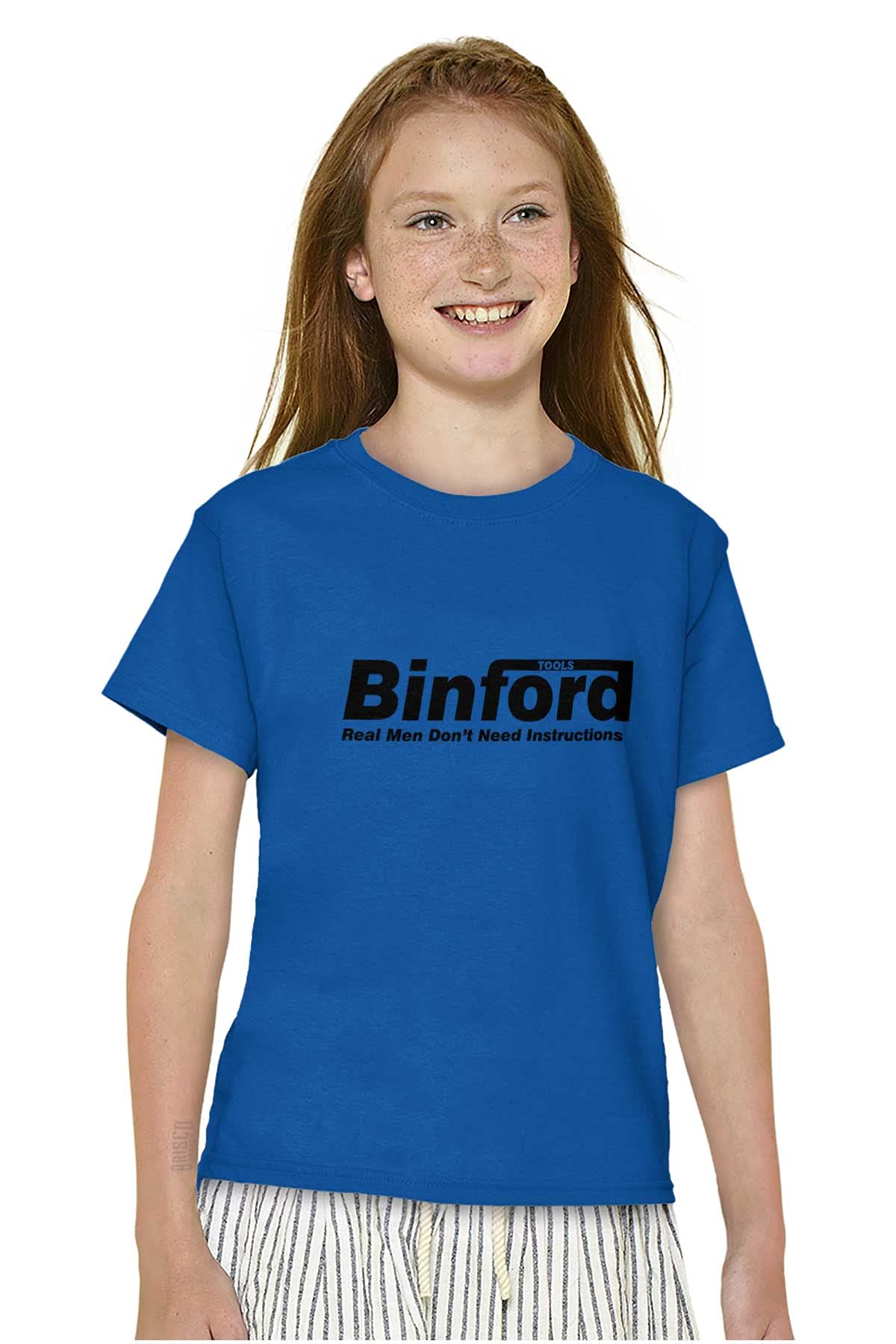 Binford Tools Real Men No Instruction Crewneck T-Shirt for Men & Women - Durable Workwear for Construction, DIY & Casual Wear