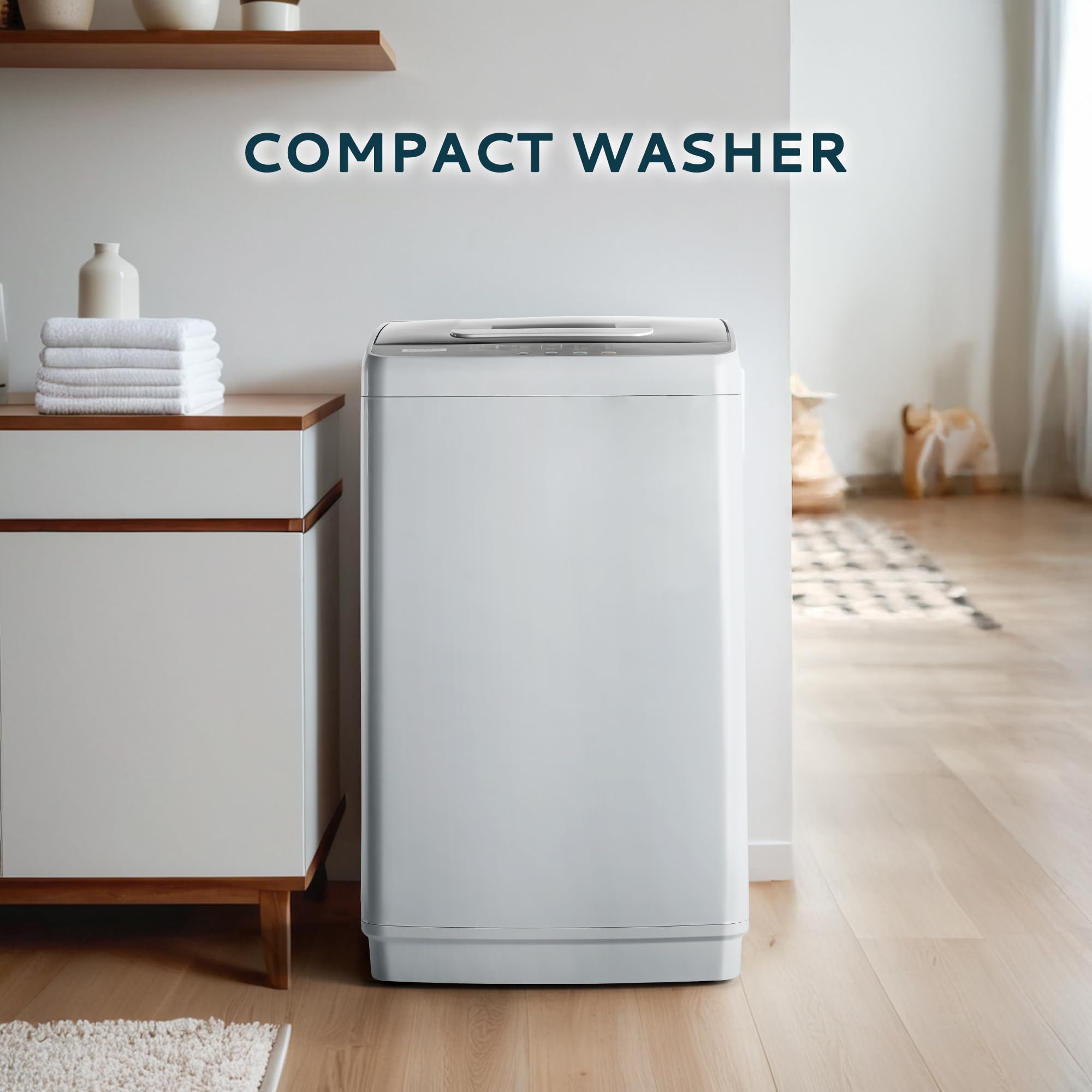 Euhomy 0.9 Cu Ft Portable Washing Machine with Drain Pump - 10 Wash Programs & 5 Water Levels, LED Display Compact Washer for Apartments, RVs, Dorms - Perfect for Small Spaces & Travel Laundry (Light Gray)
