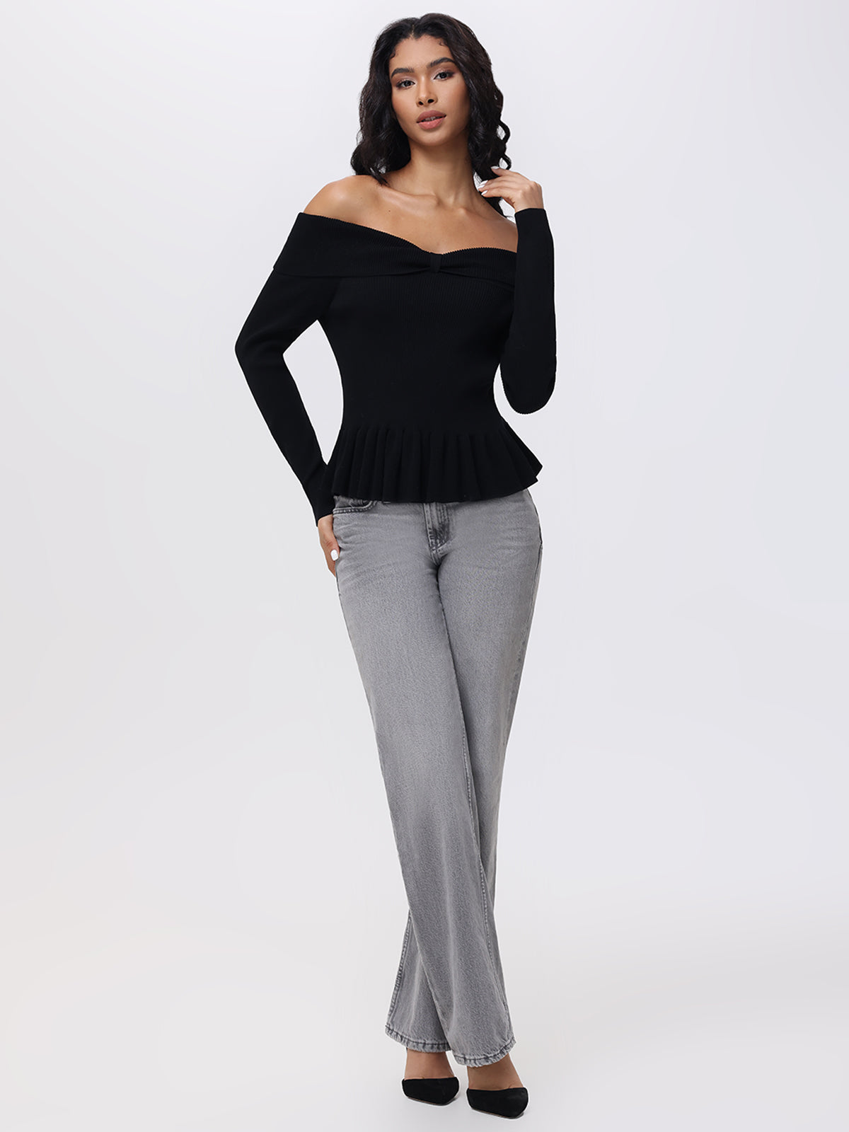 Morgan Women's Off Shoulder Peplum Sweater - Trendy Knit Pullover for Date Night & Fall Fashion | Casual Chic Tops for Layering & Office Wear