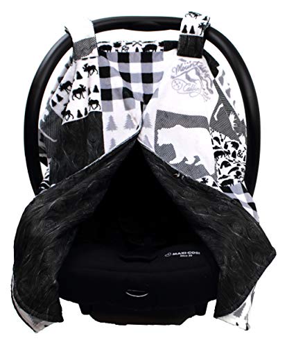 Moose & Bear Faux Quilt/Black Woodgrain
