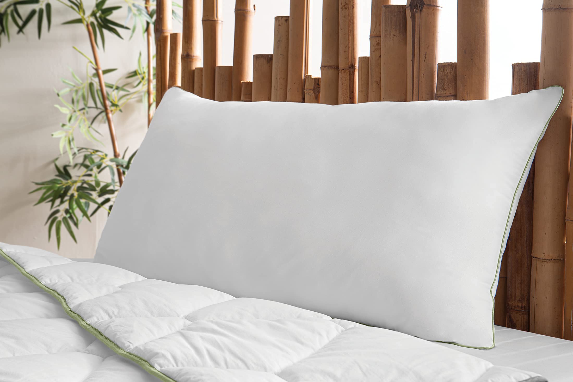 Yatas Bamboo Pillows 2-Pack - Breathable & Soft for Back/Side Sleepers | Hotel Quality Bedroom Pillows with 200 TC Cotton Cover - Perfect for Home & Travel