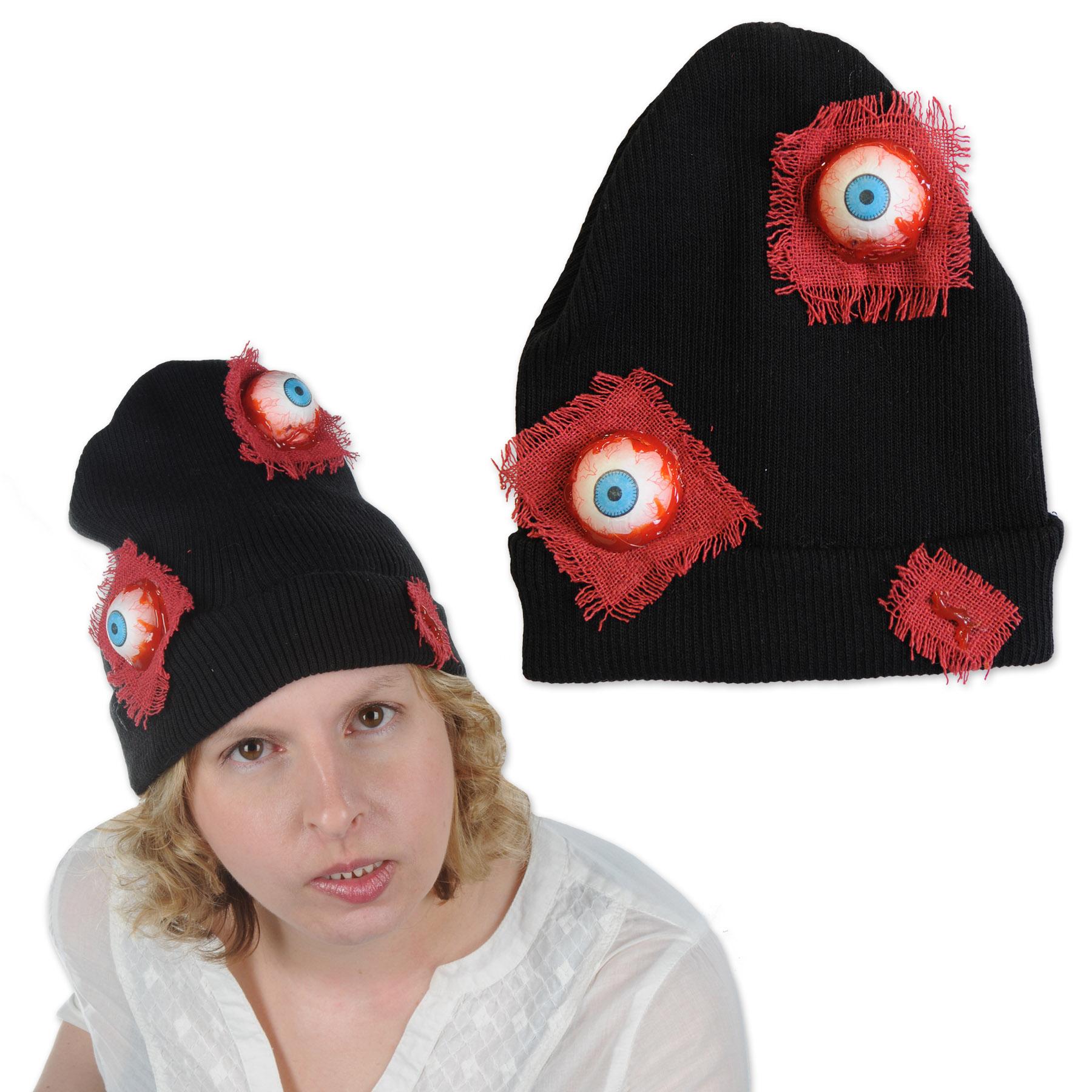 12 Pack Beistle Halloween Eyeballs Knit Cap - Spooky Knitted Hat for Halloween Costumes & Party Decorations - Perfect for Trick or Treating, Cosplay, and Themed Parties