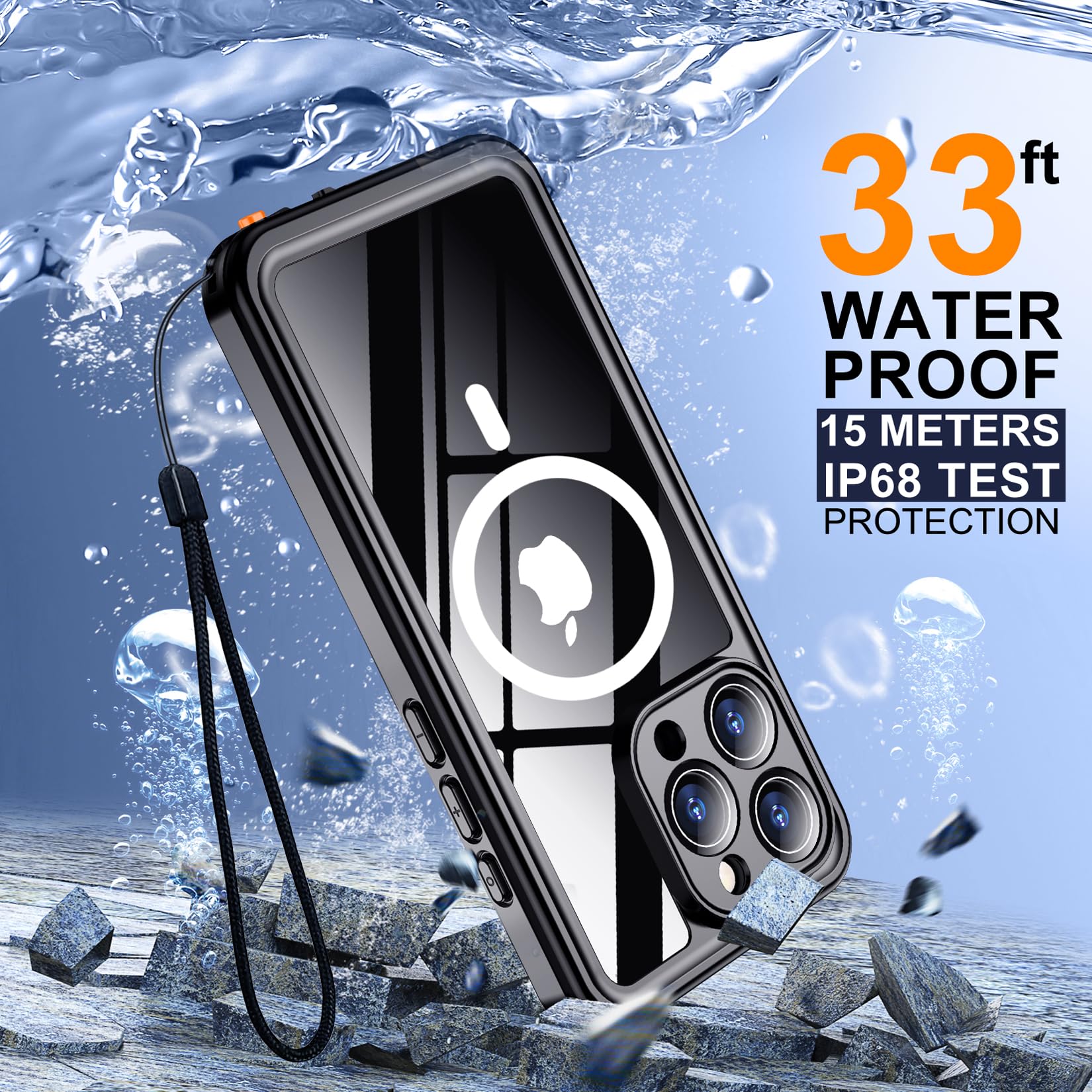 Temdan Magnetic Waterproof Case for iPhone 15 Pro Max (6.7