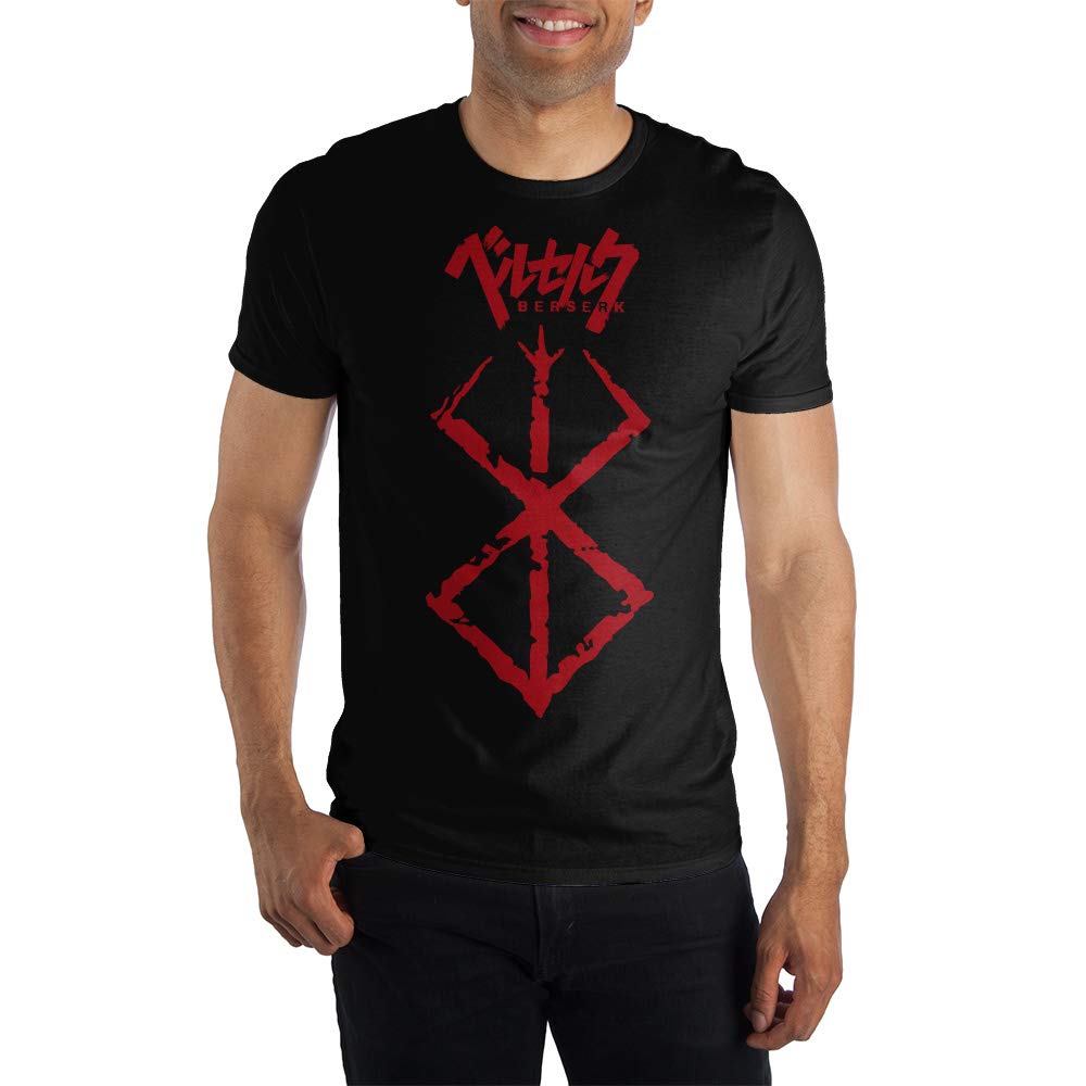 Berserk Brand of Sacrifice Graphic T-Shirt - Red Brushed Storyline Anime Manga Tee - Black Cotton Shirt for Men & Women - Perfect for Cosplay, Conventions, and Anime Fans