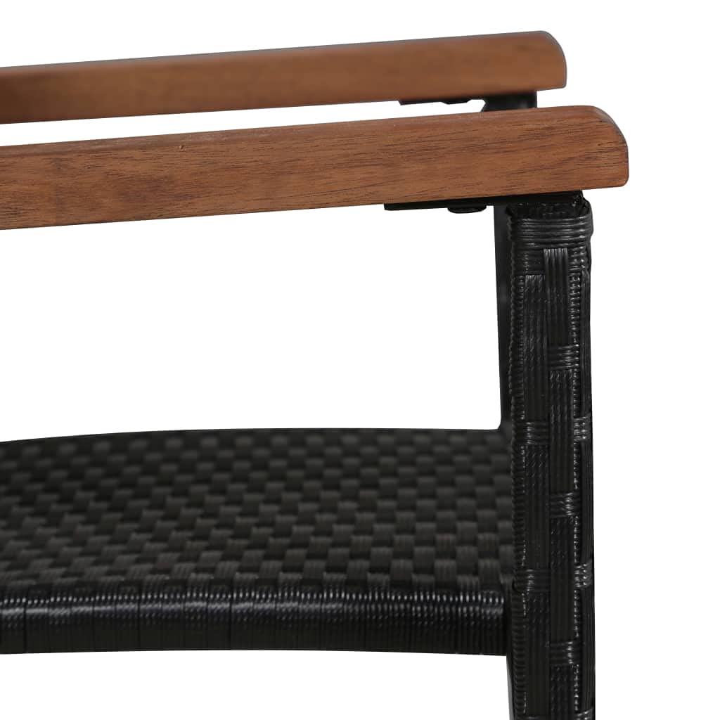 5-Piece vidaXL Patio Dining Set with Wood Tabletop - Outdoor Garden Furniture for Balcony, Deck, or Backyard - Black Poly Rattan & Acacia Wood Dining Table Set - Perfect for Outdoor Entertaining and Family Gatherings