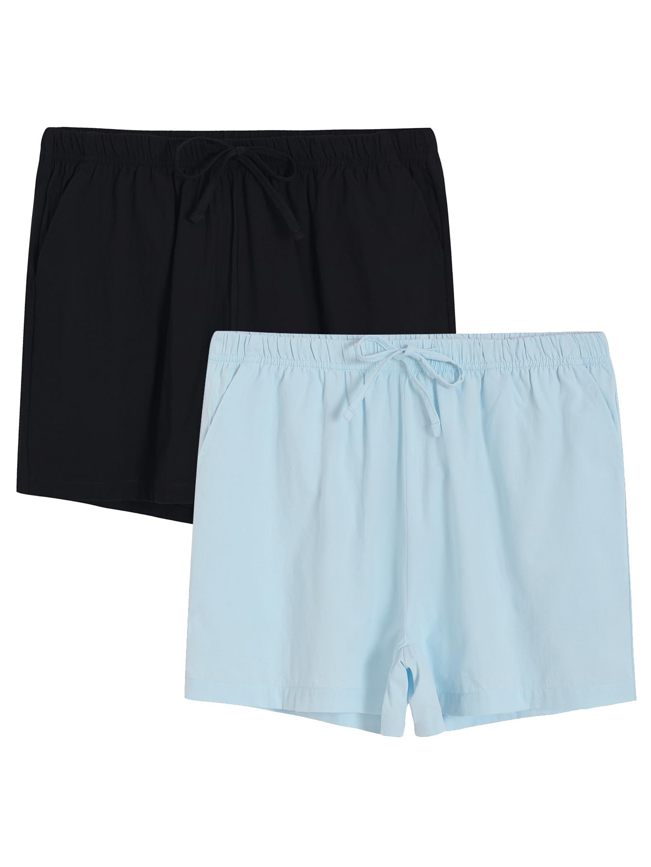 Women's Cotton Pajama Shorts with Pockets - Soft Woven Sleepwear for Lounge & Vacation - Perfect for Bedtime, Summer Nights and Relaxing at Home