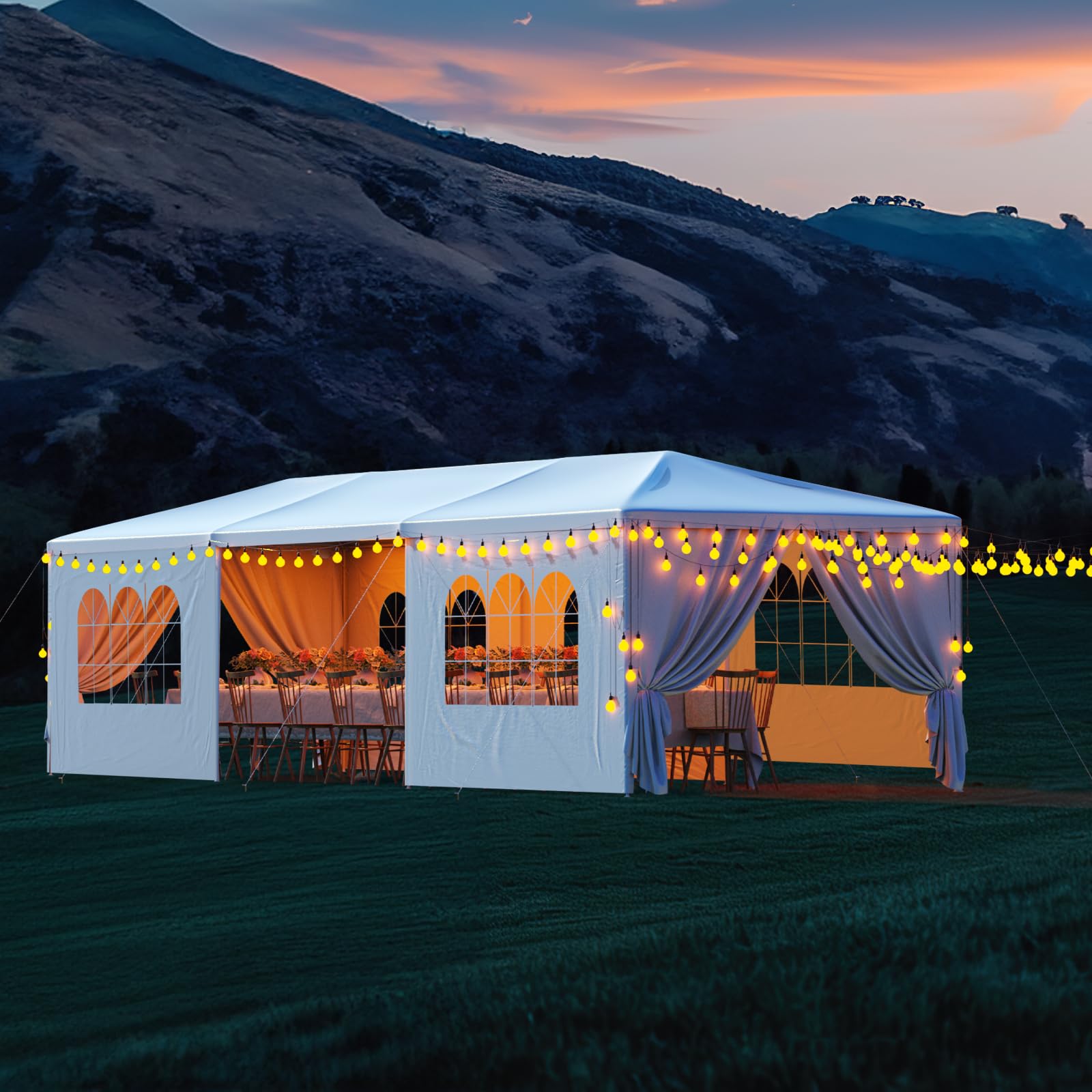 10x30 Heavy Duty Outdoor Party Tent - White Canopy with 7 Removable Sidewalls for Weddings, BBQ, Birthday & Holiday Events | Perfect for Backyard, Garden & Patio Shelter | Weather-Resistant Gazebo for Outdoor Gatherings