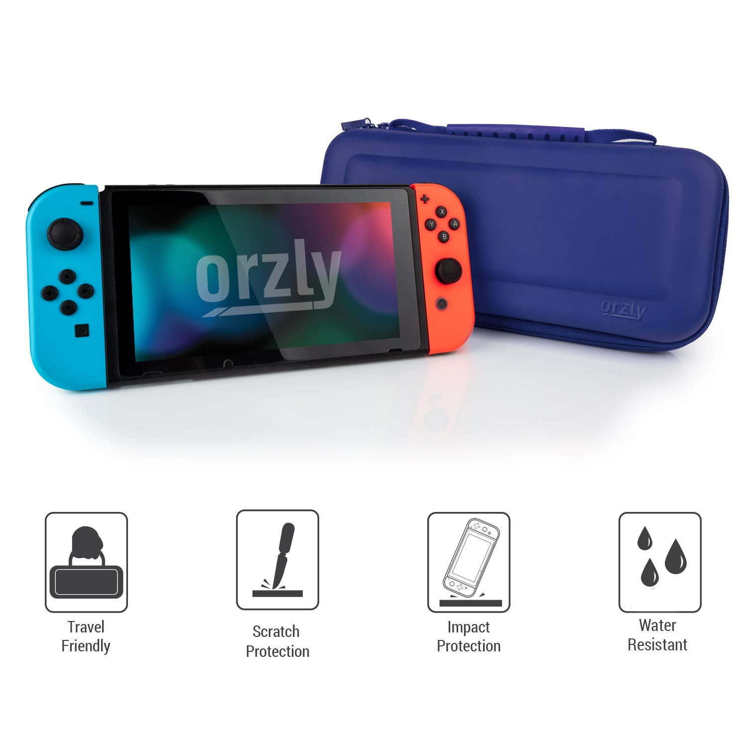 Orzly Protective Hard Travel Carry Case for Nintendo Switch & Switch OLED - Portable Shell Pouch with Storage Pockets for Games & Accessories | Perfect for Travel, Commuting & Home Storage