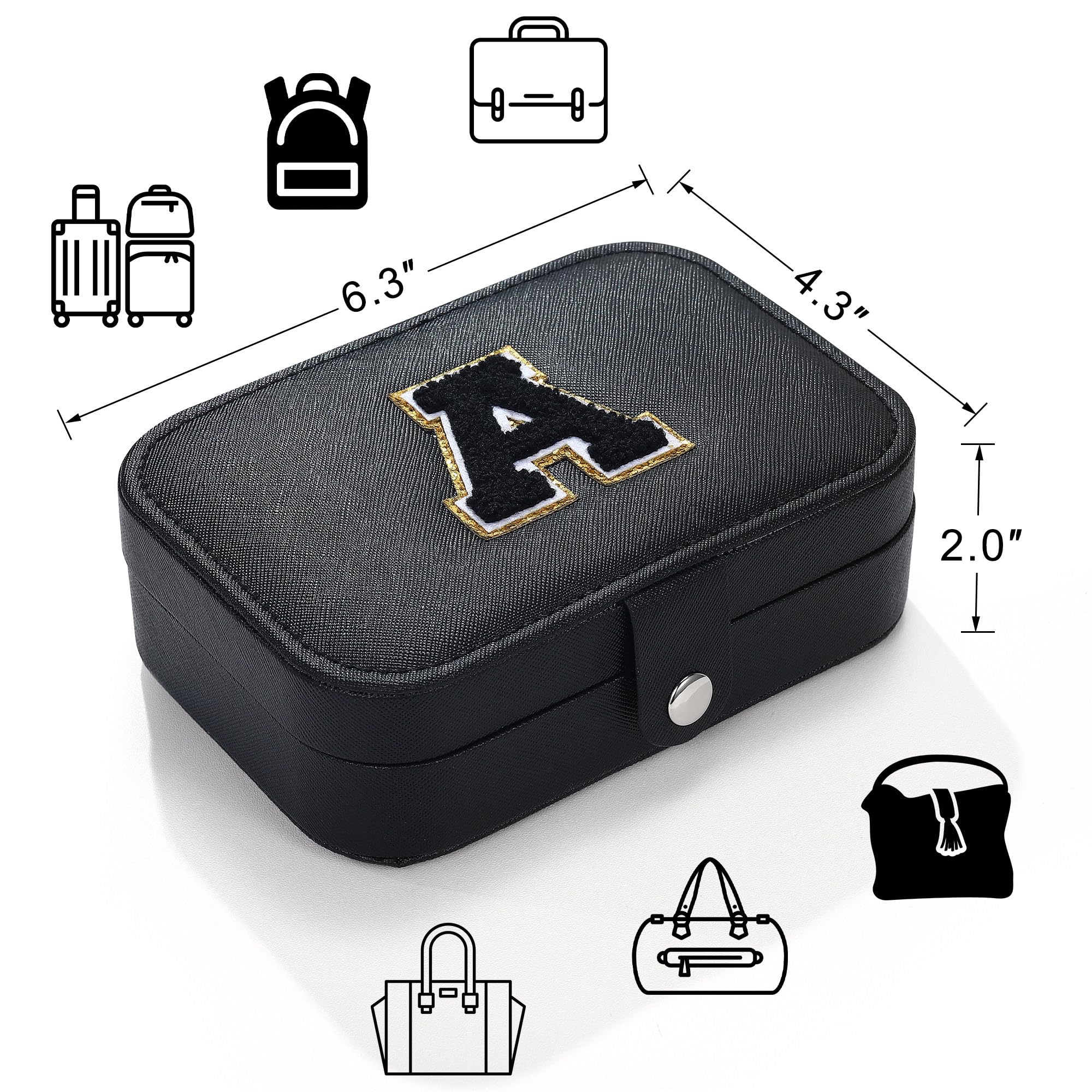 Parima Jewelry Travel Organizer for Women - Necklace, Ring & Earrings Holder | Compact & Stylish Black Jewelry Case (Letter C) | Perfect Travel Essential & Gift for Women | Ideal for Vacations, Business Trips & Daily Use