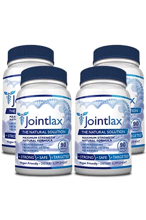 Jointlax – Glucosamine, Chondroitin, Turmeric & MSM Joint Support Supplement – Anti-Inflammatory Pain Relief for Knees, Hips & Hands – 4 Bottles (4 Month Supply) – Supports Active Lifestyle & Joint Mobility