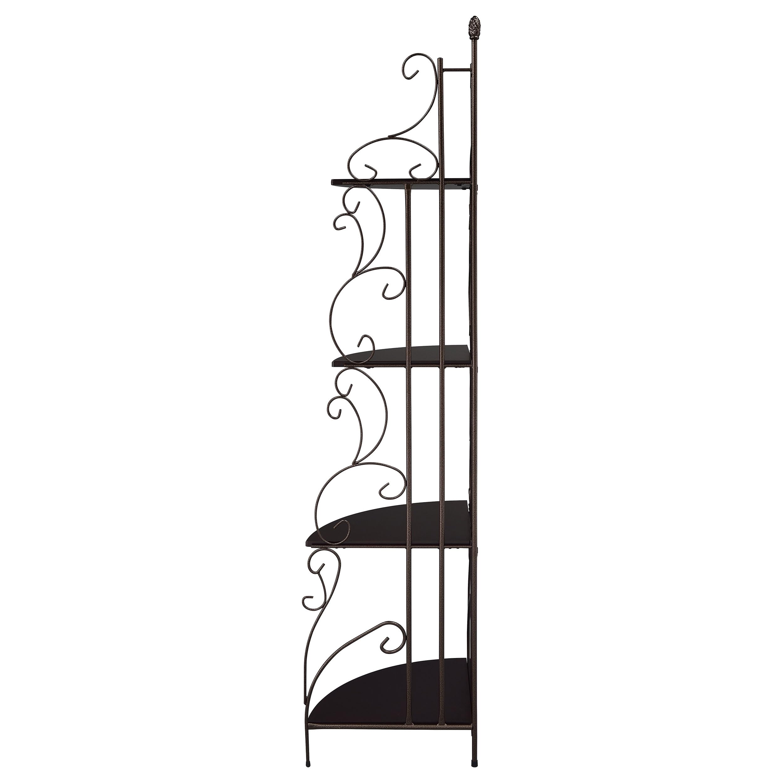 Copper & Cappuccino Corner Bookcase - 4-Tier Shelf Storage Unit 16.5