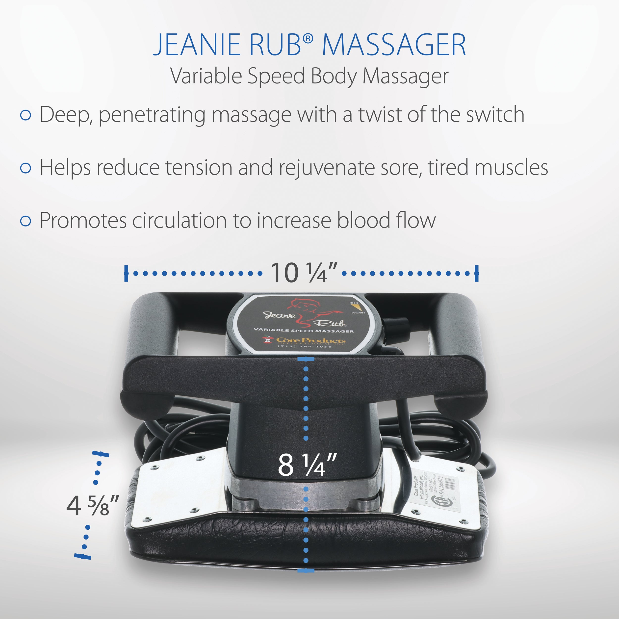 Jeanie Rub Massager - Deluxe Package for Muscle Pain Relief & Relaxation | Perfect for Home, Office & Travel Use