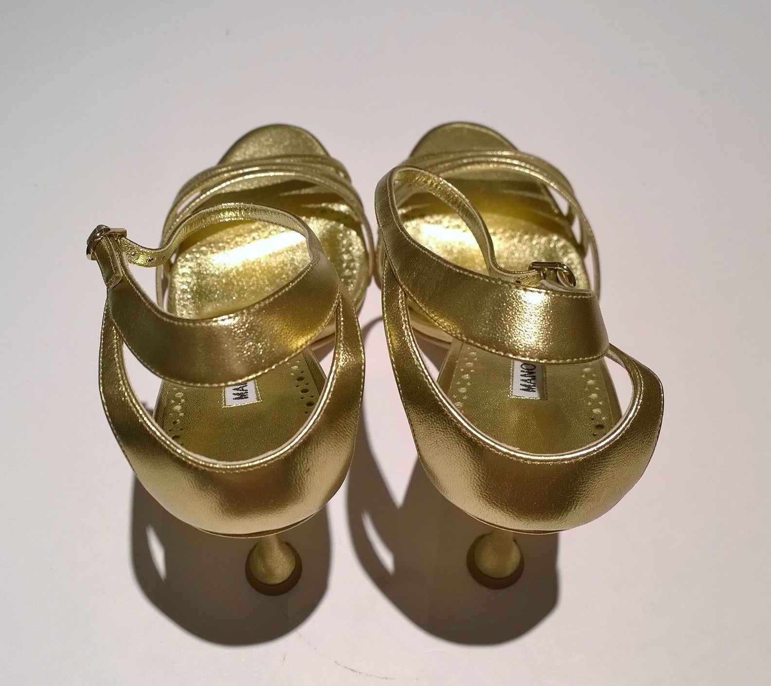 Manolo Blahnik Caracol 105 Gold Nappa Leather Sandals - Women's Luxury High Heels (New in Box) | Perfect for Weddings, Parties & Special Occasions