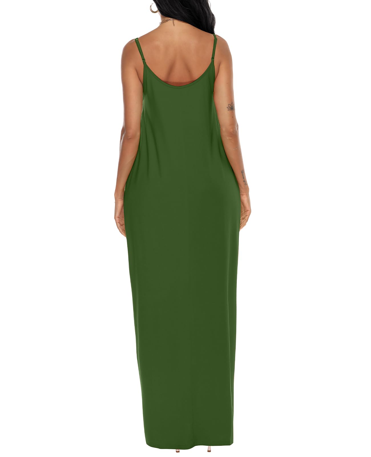 OFEEFAN Women's Summer Maxi Dress - Spaghetti Strap Casual Sundress with Pockets | Perfect for Beach Vacation, Date Night & Outdoor Parties