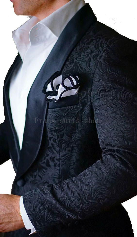 Bestmen Shawl Lapel 2-Piece Groom Tuxedo Suit for Men - WX019 (Jacket + Black Pants) | Perfect for Weddings, Proms & Formal Events