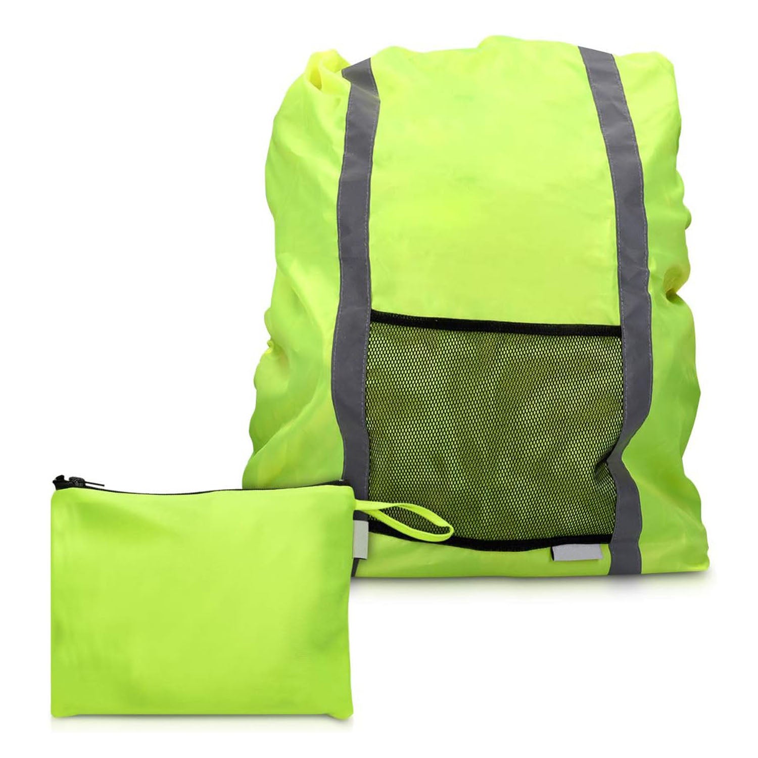 MaximalPower Reflective Waterproof Backpack Cover with Front Mesh Pocket - High Visibility Rain Protection for Cycling, Hiking & Outdoor Activities - Ideal for Commuting, Camping and Bad Weather Conditions