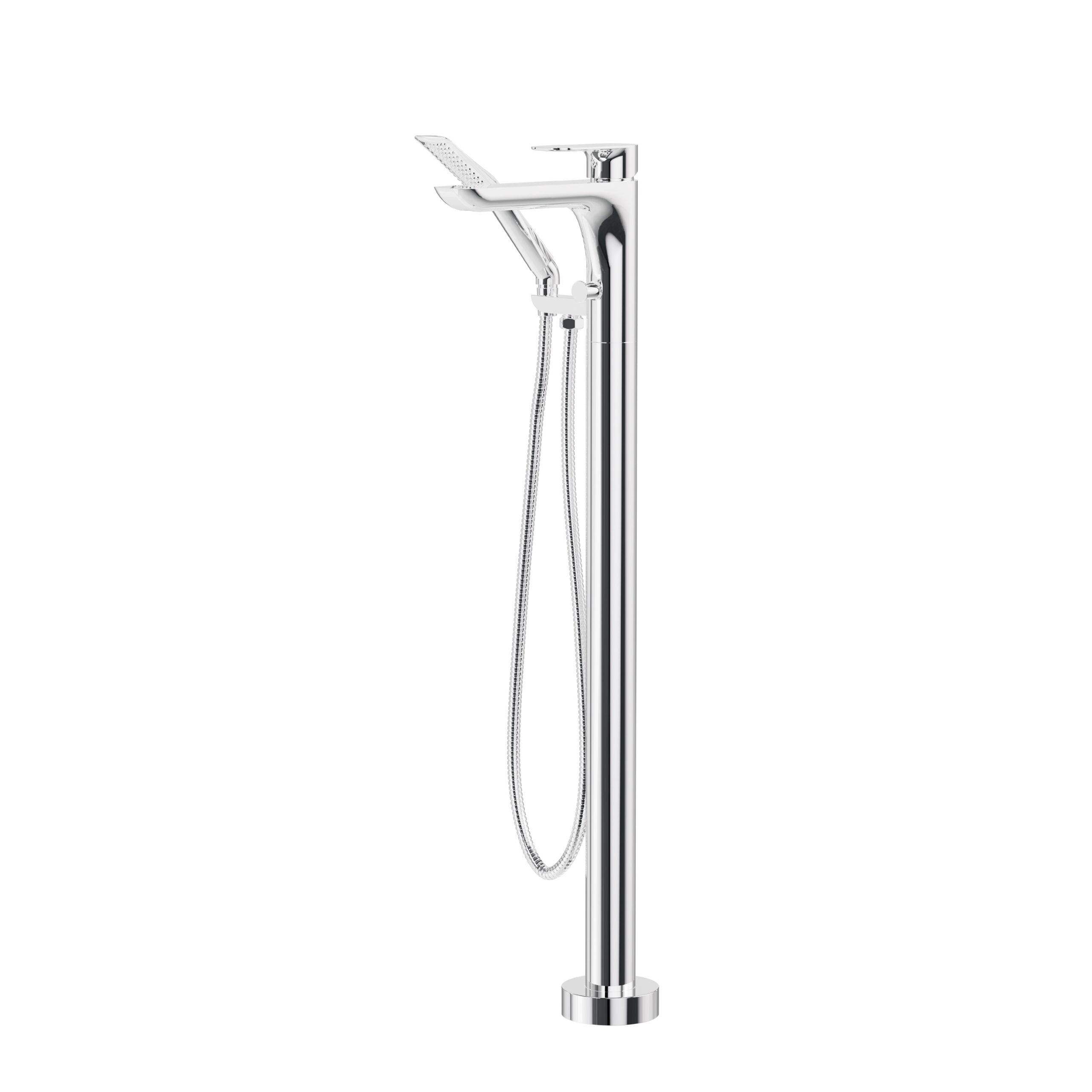 AQUA BRASS Must Floor Mount Tub Filler with 3 Finish Options - Perfect for Modern Bathroom Renovations and Luxury Spa Installations