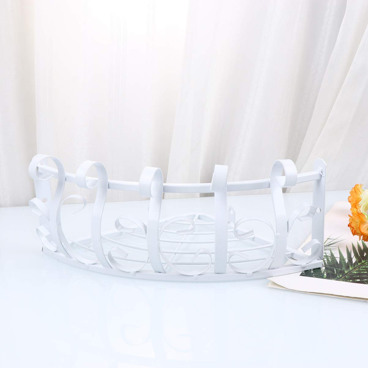 Metal Flower Pot Holder Wall Mounted - Corner Shelves & Railing Planter Bracket - Fence Planter Hanger Basket for Garden, Balcony, Porch - White - Perfect for Outdoor Decor & Small Space Gardening