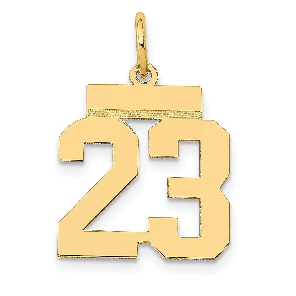 14K Yellow Gold Small Number 23 Charm Necklace Pendant - Dainty Fine Jewelry for Women - Perfect Birthday, Anniversary & Graduation Gifts for Her - Everyday Wear & Special Occasions