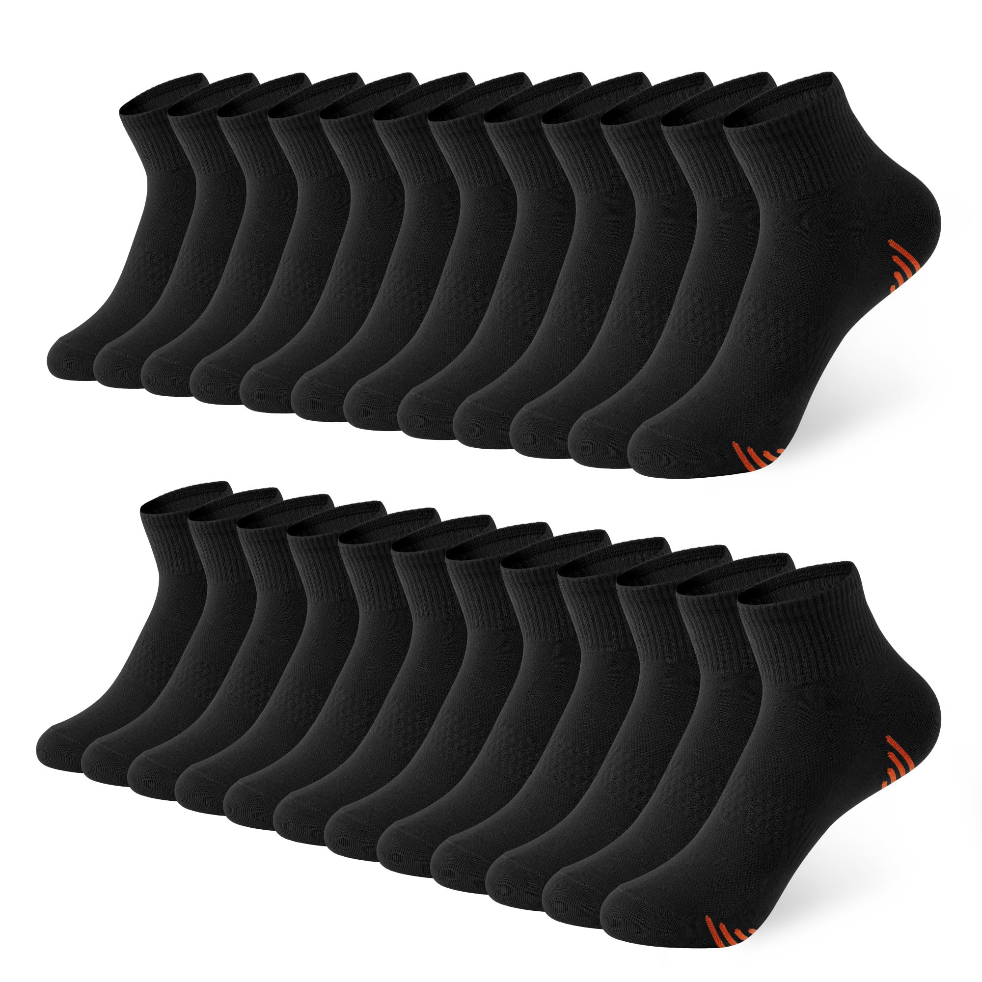 Honeysea 12 Pairs Black Crew Socks for Women & Men - Lightweight Breathable Running Ankle Socks with Arch Support - Perfect for Gym, Workout, Hiking & Everyday Wear