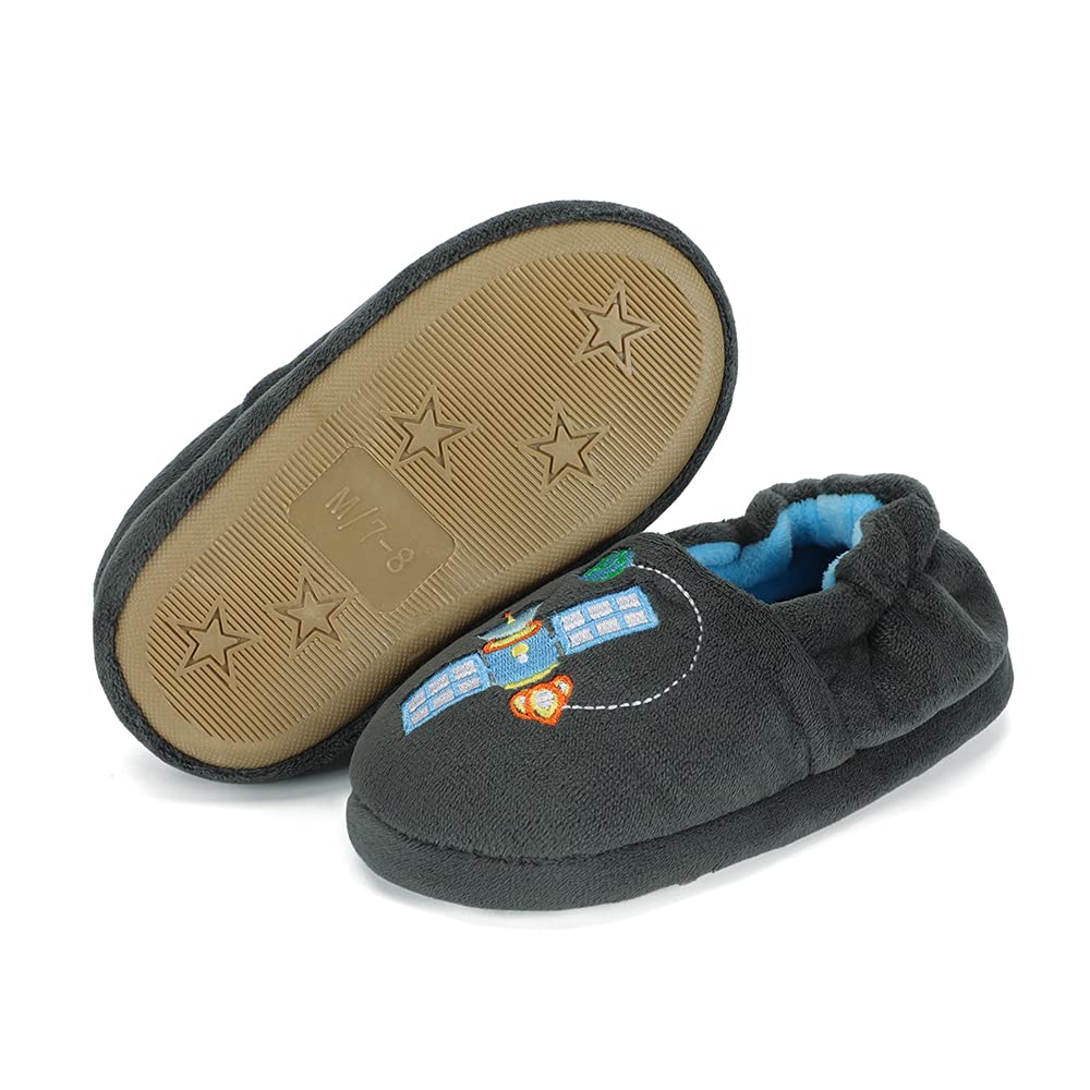 ESTAMICO Toddler Boys Soft Plush Slippers - Cartoon Animal House Shoes for Winter Warmth - Cozy Indoor Footwear for Playtime & Bedtime Comfort