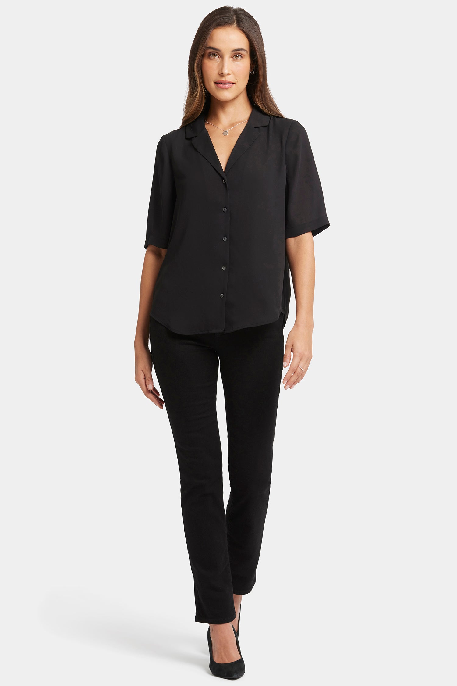 Gabrielle Women's Short Sleeve Blouse - Black Top for Casual Wear, Office & Date Night Outfits