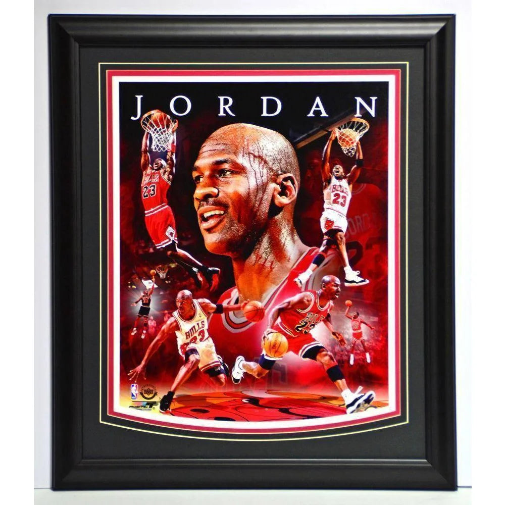 Michael Jordan Chicago Bulls NBA Championship 20x24 Framed Collage - 16x20 Wall Art Decor for Sports Fans, Man Cave & Game Room