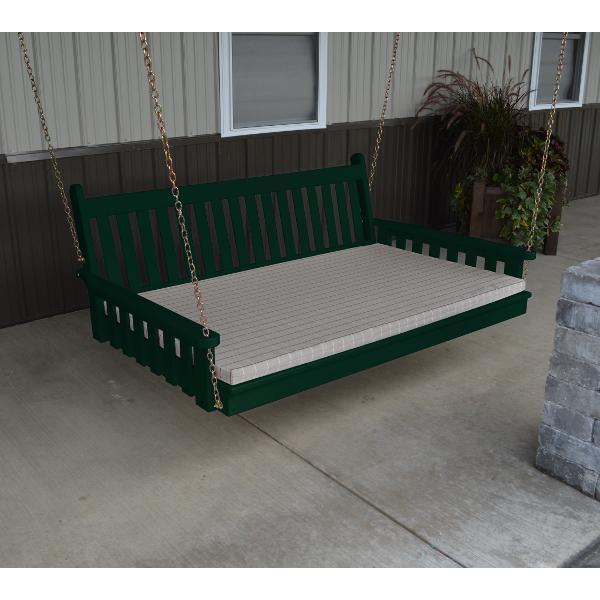 Premium Yellow Pine 75 Twin Mattress - Traditional English Swing Bed for Outdoor Porch, Garden, or Patio Relaxation