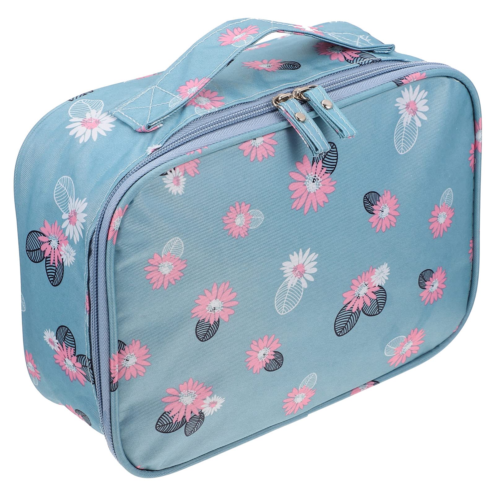 Minkissy Waterproof Travel Makeup Bag - Large Capacity Cosmetic Organizer with Brush Holder for Women, Portable Toiletry Pouch for Vacation, Gym, Camping & Airplane Carry-On (1 Pack, Polyester)