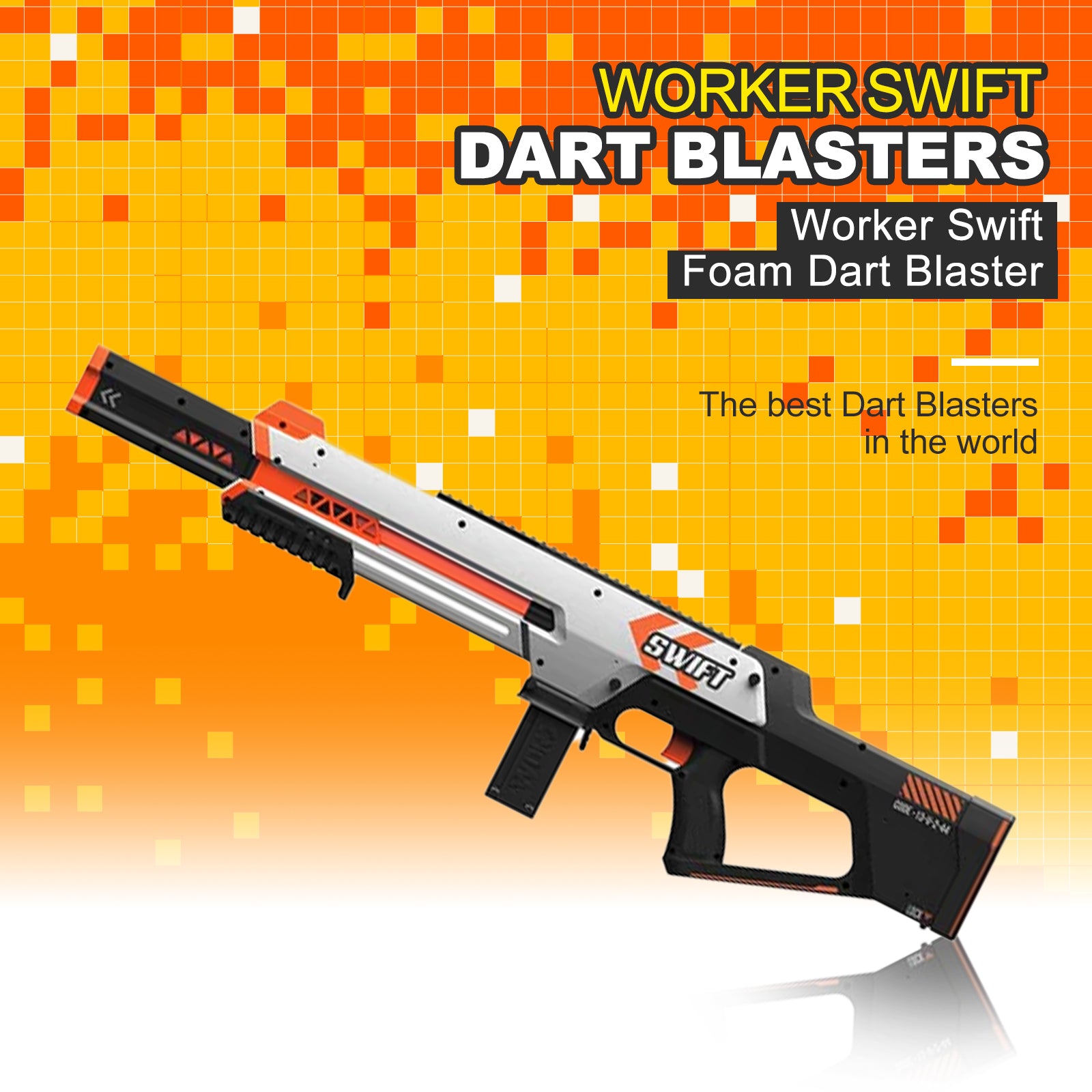 Worker Swift Foam Dart Blaster - High Performance Toy Gun for Outdoor Nerf Battles, Backyard Games & Team Competitions - Safe Foam Darts for Kids & Adults