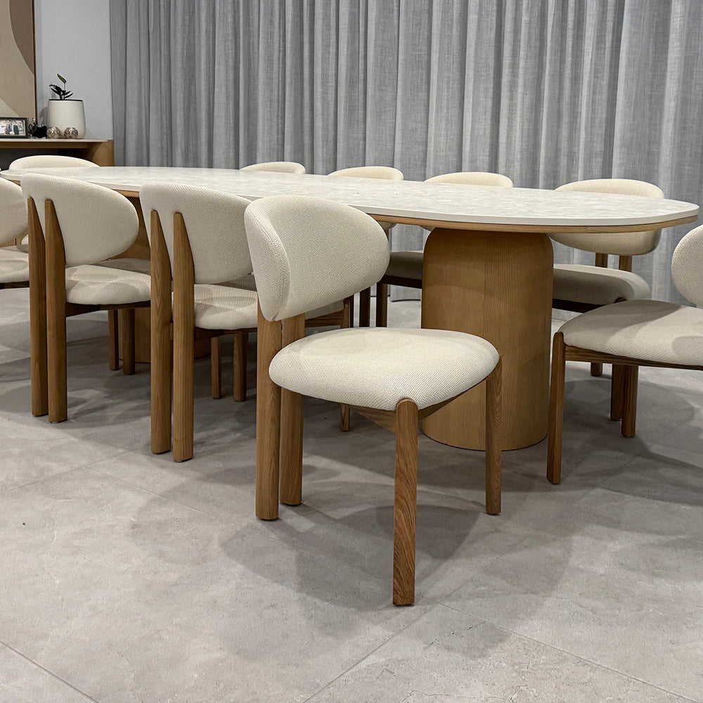 BERLY Modern Dining Chair - Oat & Natural Wood Finish - Perfect for Kitchen, Dining Room, and Home Office Use