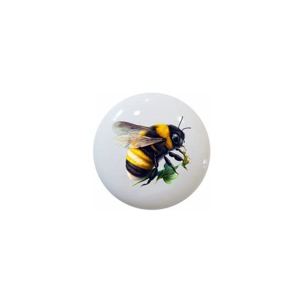 Beautiful Decorative Ceramic Drawer Pulls - Bumble Bee Honeycomb Hive & Pink Flower Design - Cabinet & Cupboard Knobs for Dresser | Vintage Kitchen & Bathroom Hardware Upgrade (#1)