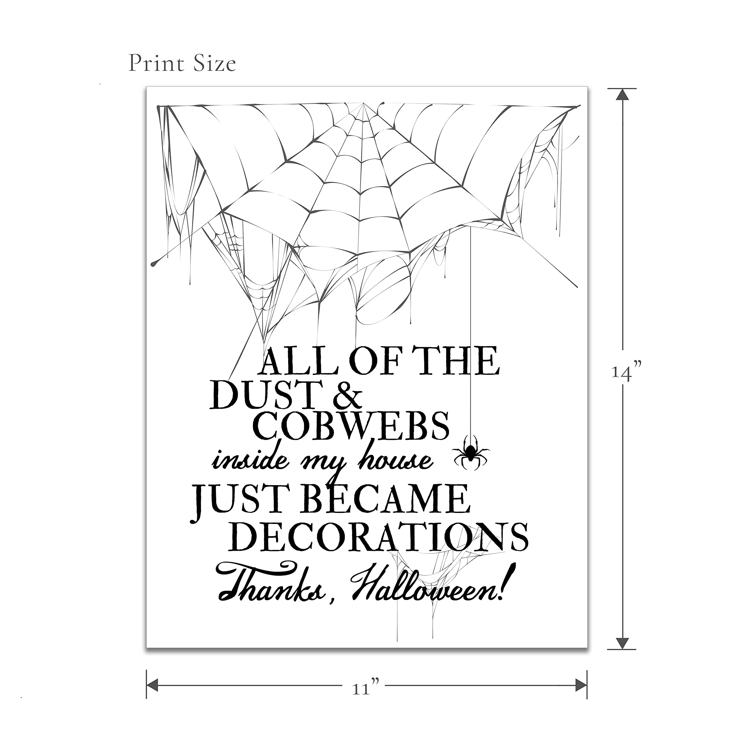 Halloween Art Print - 11x14 Inch Unframed Wall Decor - Spooky Dust & Cobwebs Design - Perfect for Home, Office & Party Halloween Decorations
