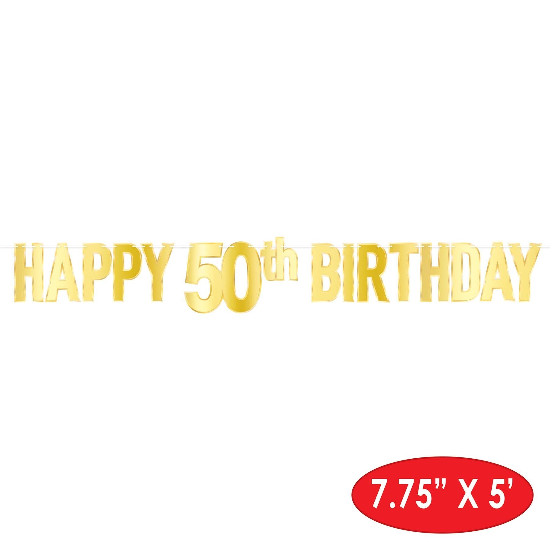 12 Pack Beistle Foil Happy 50th Birthday Party Streamers - Gold & Silver Decorations for Anniversary Celebrations, Retirement Parties & Milestone Events