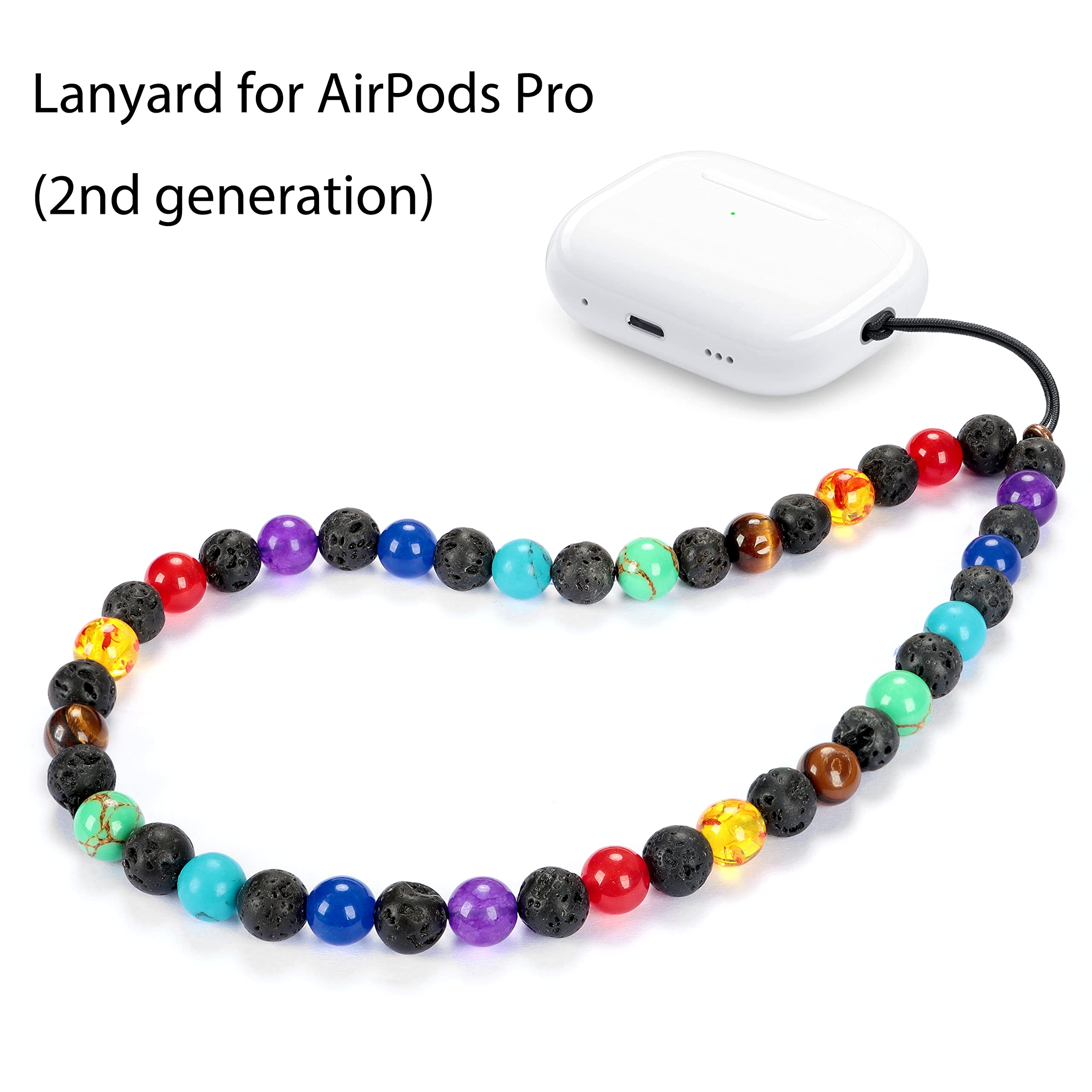 Natural Lava Rock Beaded Phone Lanyard - Anxiety Relief Wristlet with Healing Gemstones, Adjustable Phone Charm Keychain for Women & Men | Perfect for Stress Relief, Office, Travel & Everyday Use