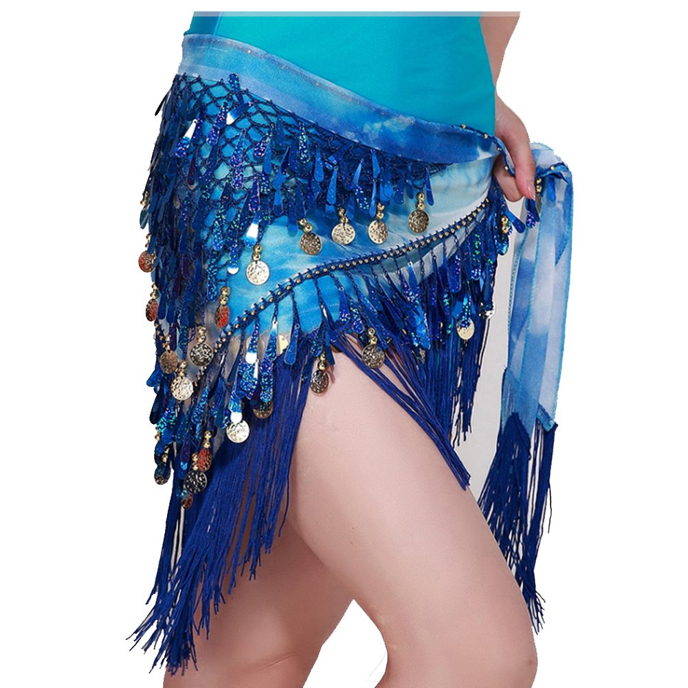 MUNAFIE Belly Dancing Belt - Colorful Waist Scarf with Coins for Women, Hip Wrap Skirt for Dance Performances & Costume Accessories | Perfect for Belly Dance Classes, Parties, and Cultural Events
