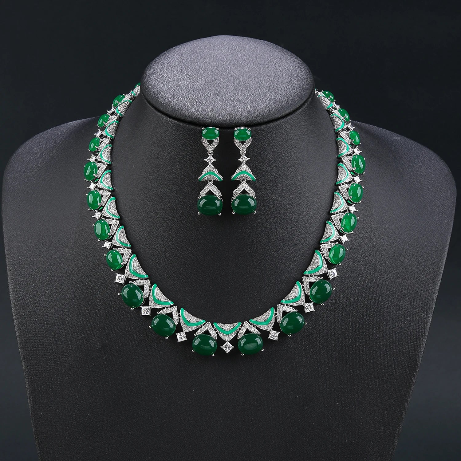 Luxury Cubic Zirconia Collarbone Necklace Jewelry Set for Women - Elegant Wedding & Dubai Bride Accessories - Perfect for Bridal, Evening Parties & Special Occasions