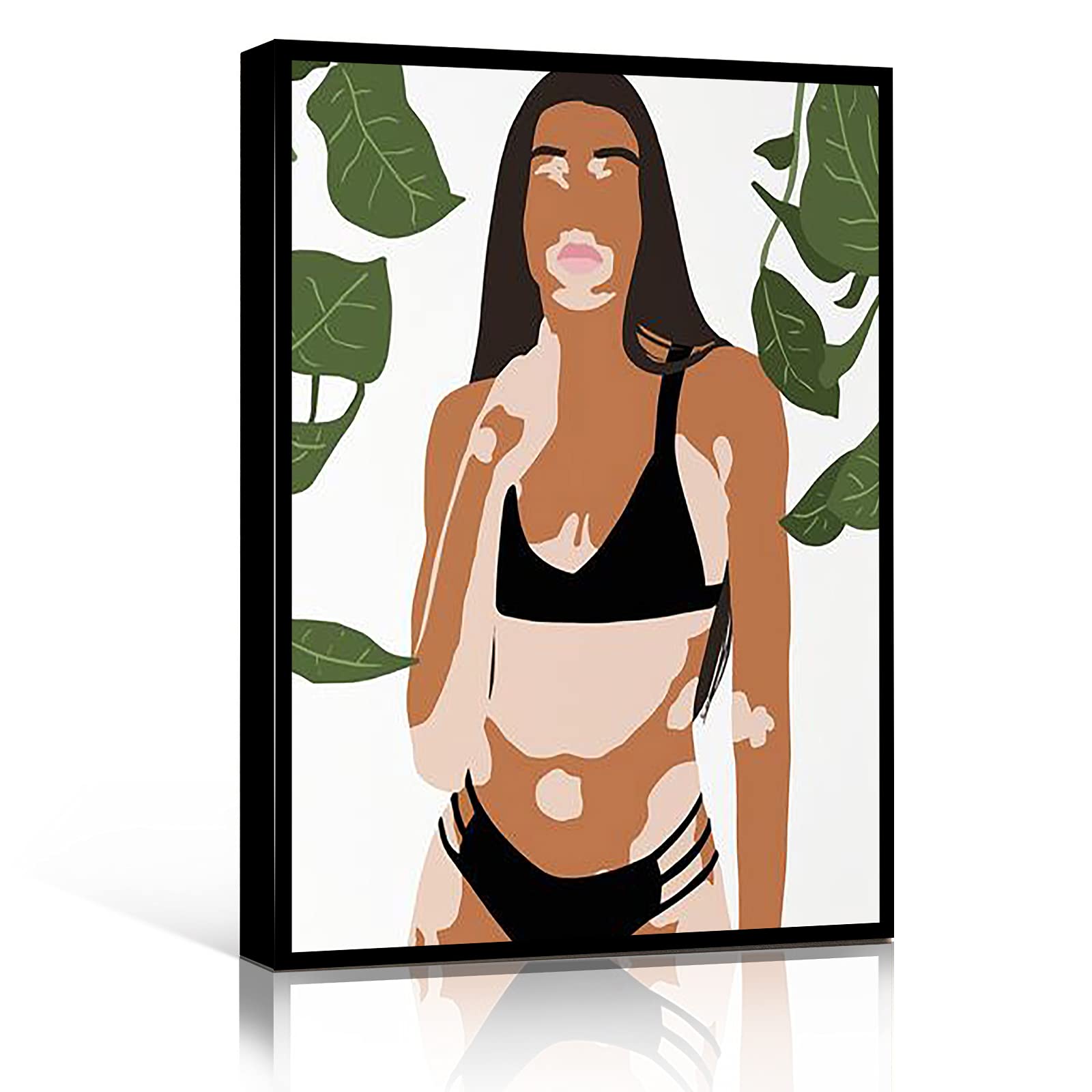 Boho Wall Art for Couples Bedroom & Teen Room Decor - 16x24 Inch Wood Framed Canvas Poster - African Woman Art, Female Empowerment & Body Positivity - Perfect for Home, Office & Dorm Room Decor