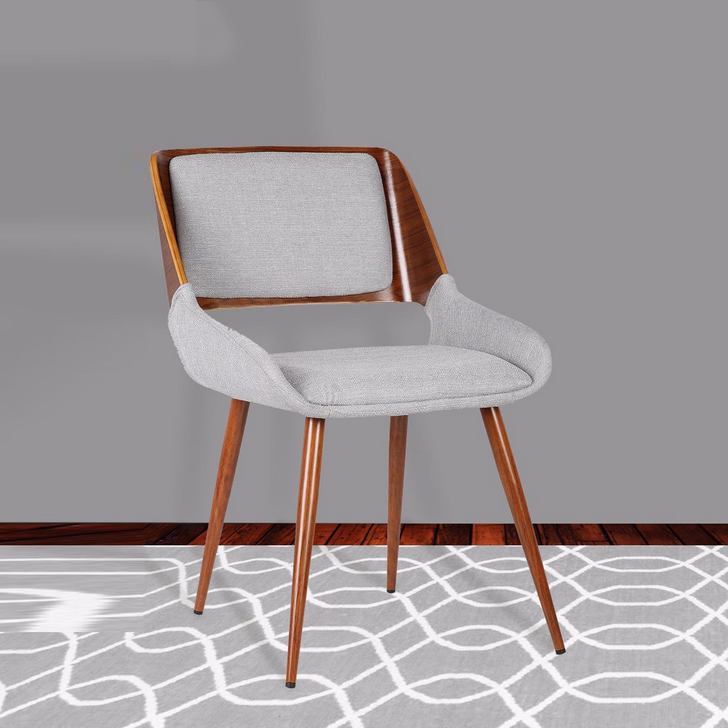 Benjara Mid Century Modern Fabric Dining Chair with Split Padded Back - Gray & Brown Upholstery | Comfortable Seating for Dining Room, Kitchen, or Home Office