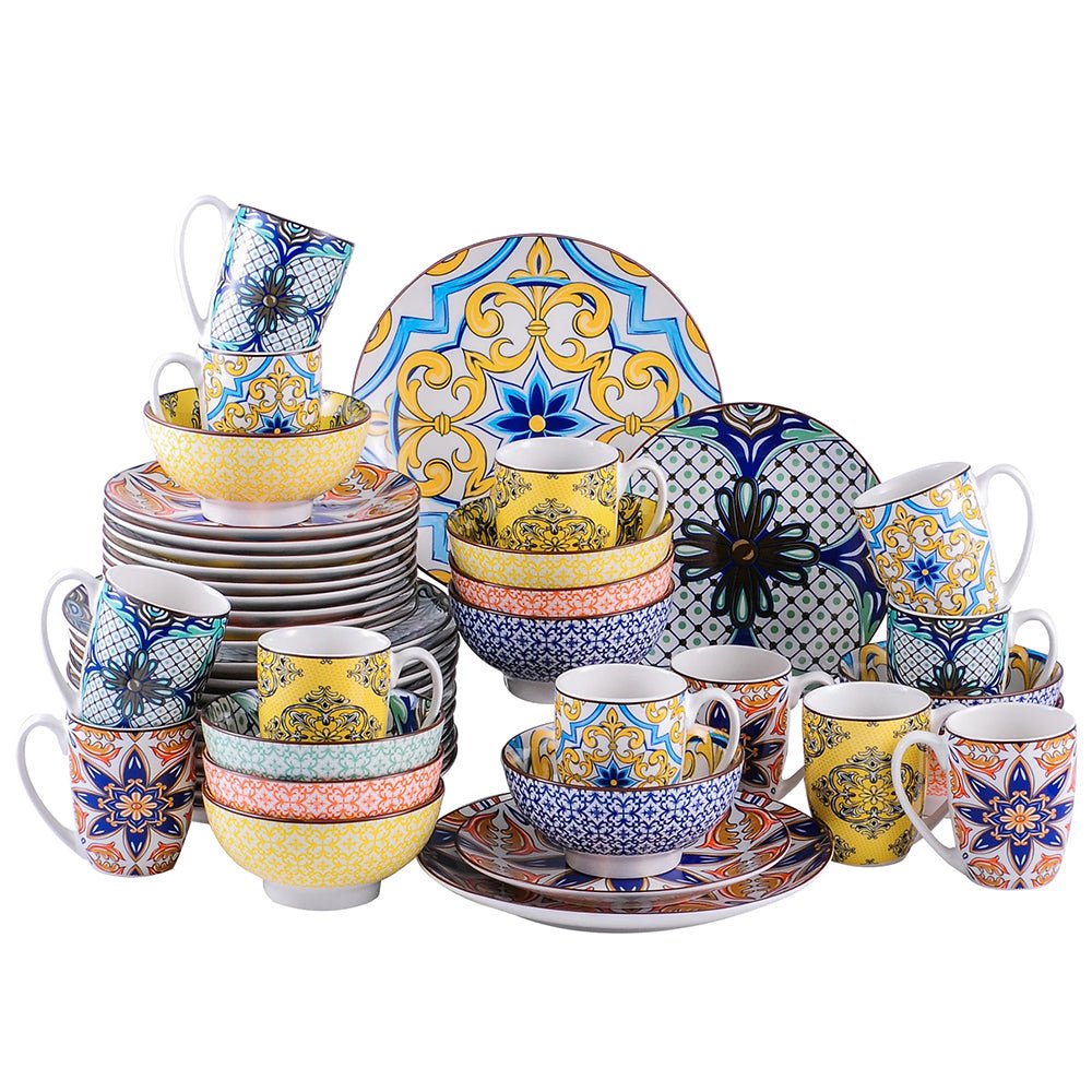 Premium Casablanca Porcelain Dinnerware Set - 16-Piece Elegant Bone China Tableware for Formal Dining, Entertaining & Special Occasions