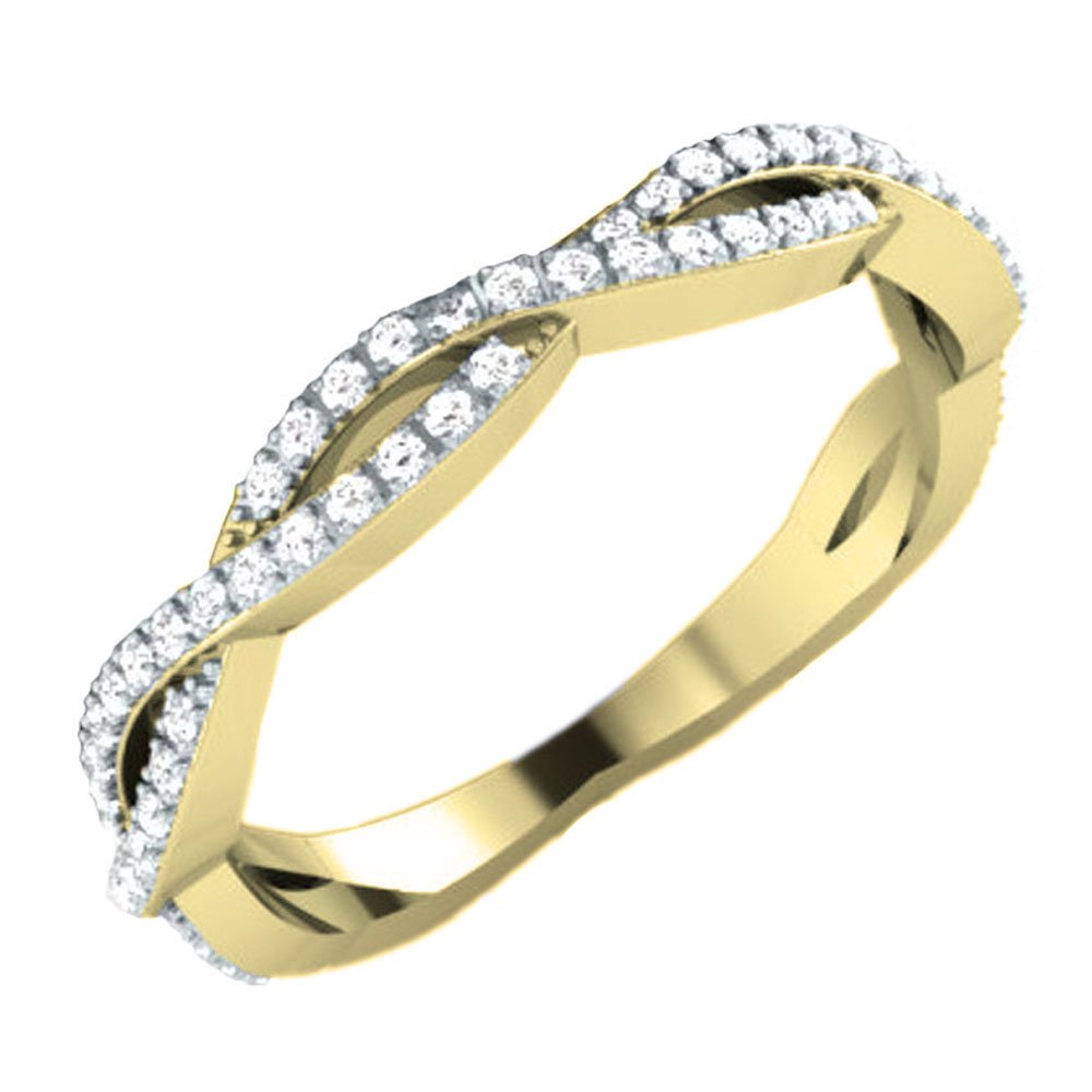 0.20 CTTW 14K Solid Gold Round White Diamond Women's Infinity Swirl Wedding Band Ring - 1/5 CT Diamond Eternity Ring for Anniversary, Engagement, Gift Giving & Special Occasions